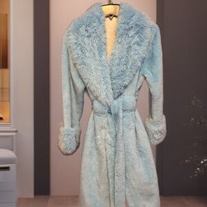 Light blue faux fur coat